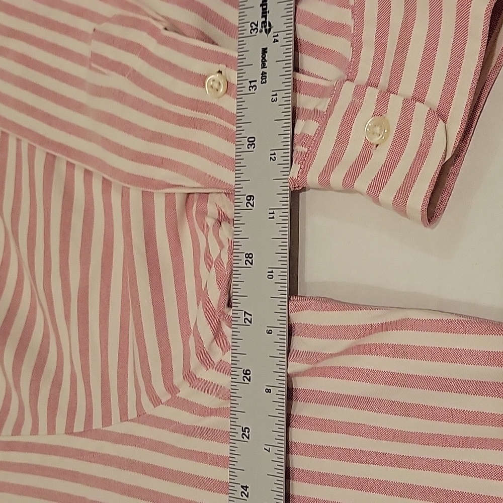 Polo Ralph Lauren Big Shirt 100% Cotton, Cream with Mdm Pink Stripes, Size L - Picture 7 of 9